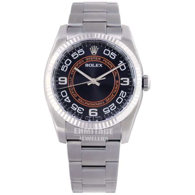 Rolex 116034 White Gold & Steel on Oyster Black with Minutes & Silver Arabic 3-6-9